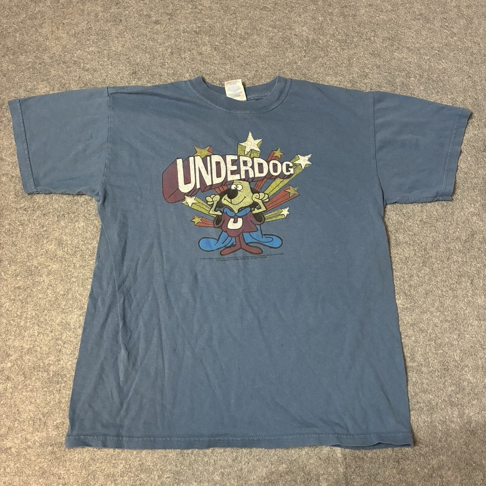Vintage 2004 Underdog Cartoon T-Shirt Mens Medium Blue Y2K Cartoon Network READ